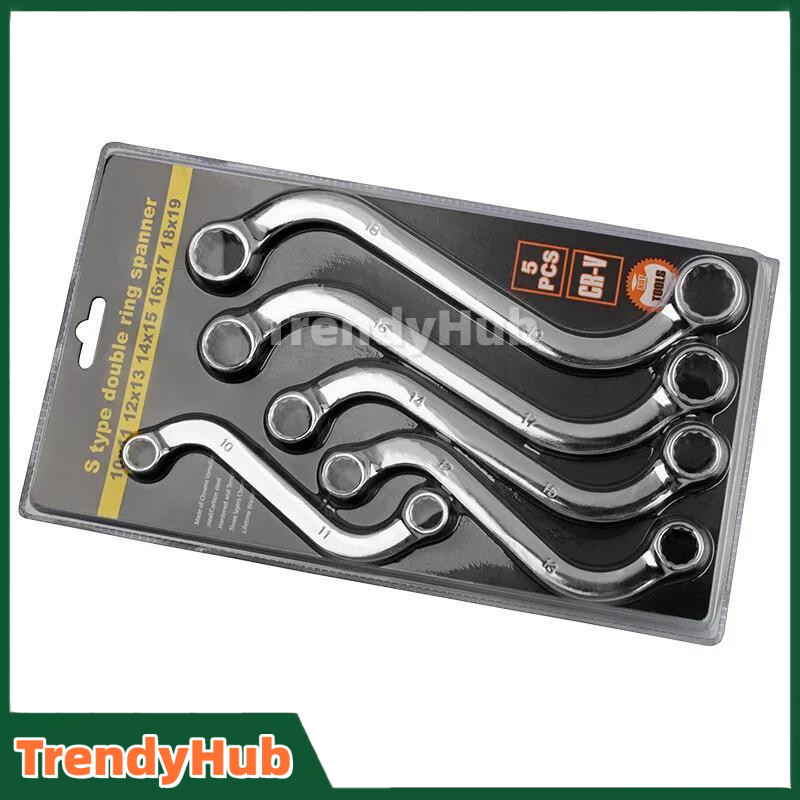 5 ชิ้น / เซ็ตประแจหกเหลี่ยมซ็อกเก็ต S-Type 140 มม. - 240 มม. ประแจแหวนคู่แบบรวม Torx Plate
