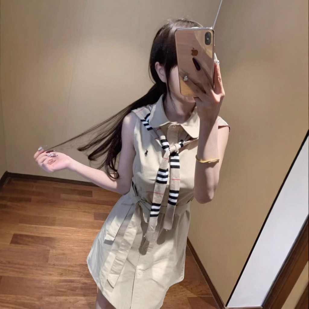 QETB RL# Spring and Summer American Style Sleeveless Shirt for Women Cotton Simple High-end Dress fo
