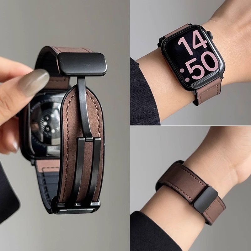 สายรัดแม่เหล็กหนัง Geniune สําหรับสร้อยข้อมือ Aolon Curve 1/2/3,สาย Aolon Navi R4/R3, สาย aolon GT5 