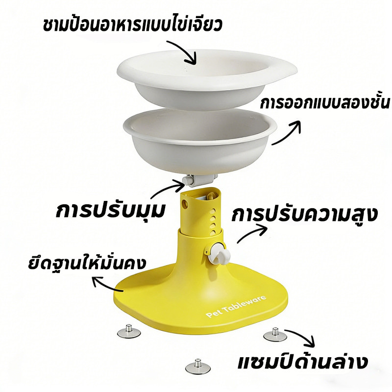 ชามอาหารสัตว์เลี้ยง ชามข้าวแมว ชามอาหารหมา ปรับระดับความสูงได้ แบบเอียง ทําความสะอาดง่าย ป้องกันการลื่นไถล - รูปที่ 6