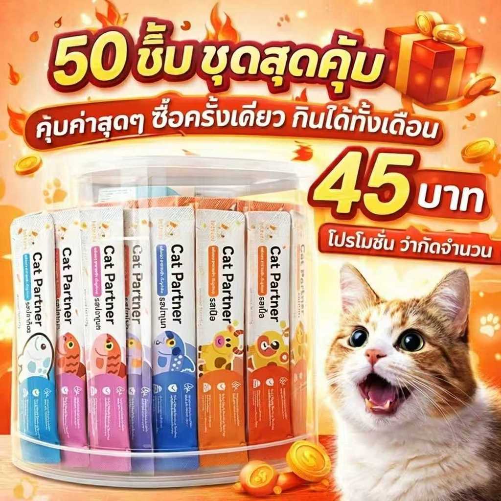 【50 ชิ้นแพ็คสุดคุ้ม】🔥 Ketzuzu ขนมแมวเลีย 16g/ซอง อาหารเปียกคุณภาพดี เซ็ตใหญ่ คุ้มสุด 🐱