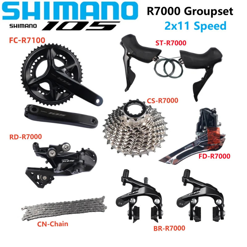 Shimano 105 R7000 Groupset FC-R7100 Crankset CS-R7000 Chain Shifter ST-R7000 เบรค Caliper RD สับจานห