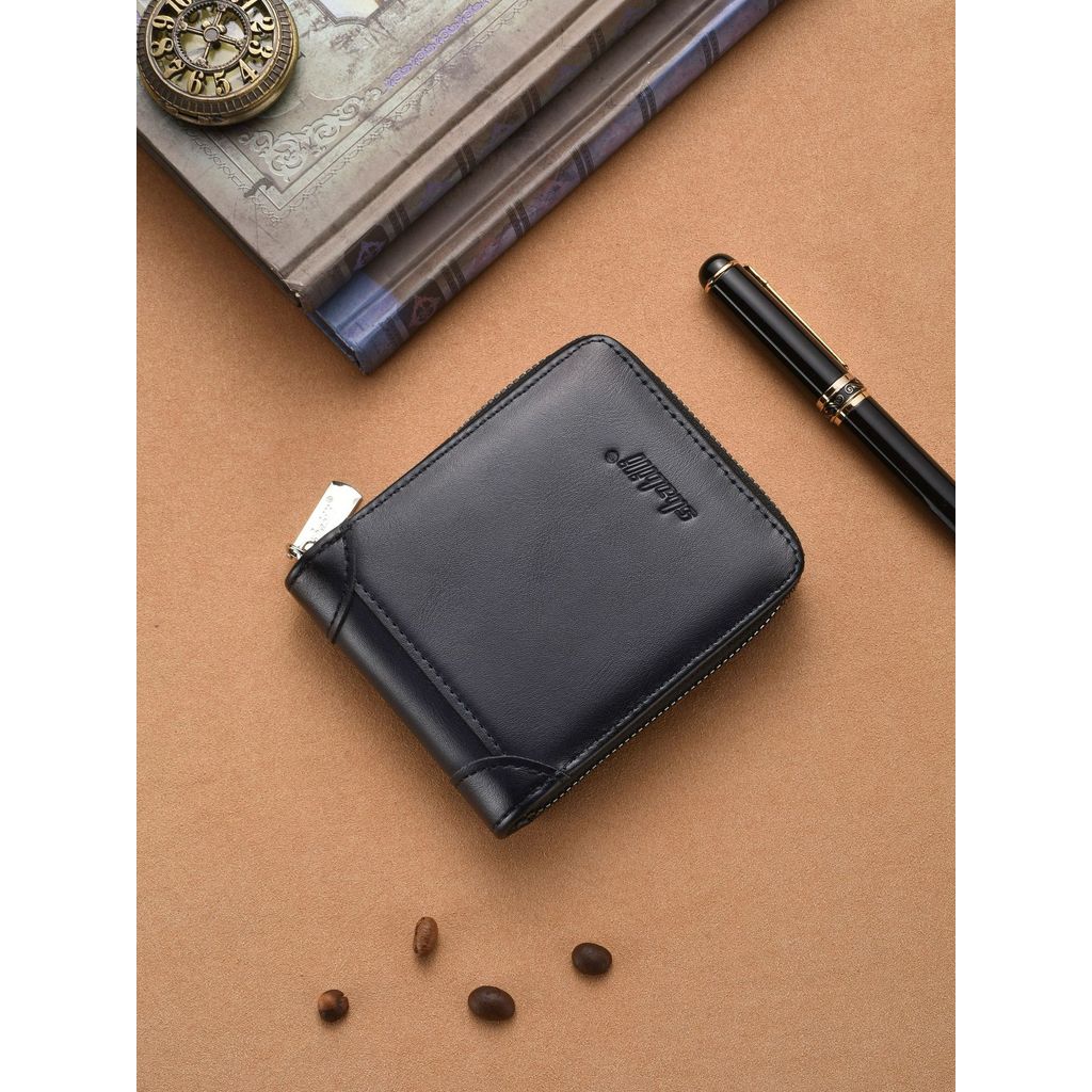 กระเป๋าสตางค์ผู้ชายใหม่ pu ซิปสีขัดเงา Multi-card Slot Casual Retro กระเป๋าใส่เหรียญความจุขนาดใหญ่เปรี้ยว - รูปที่ 6