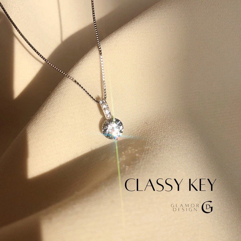 GLAMOR✨สร้อยคอเงิน Classy Key สร้อยคอเงินแท้925 จี้เพชร สไตล์เกาหลี สร้อยคอแฟชั่น สร้อยเพชร X025