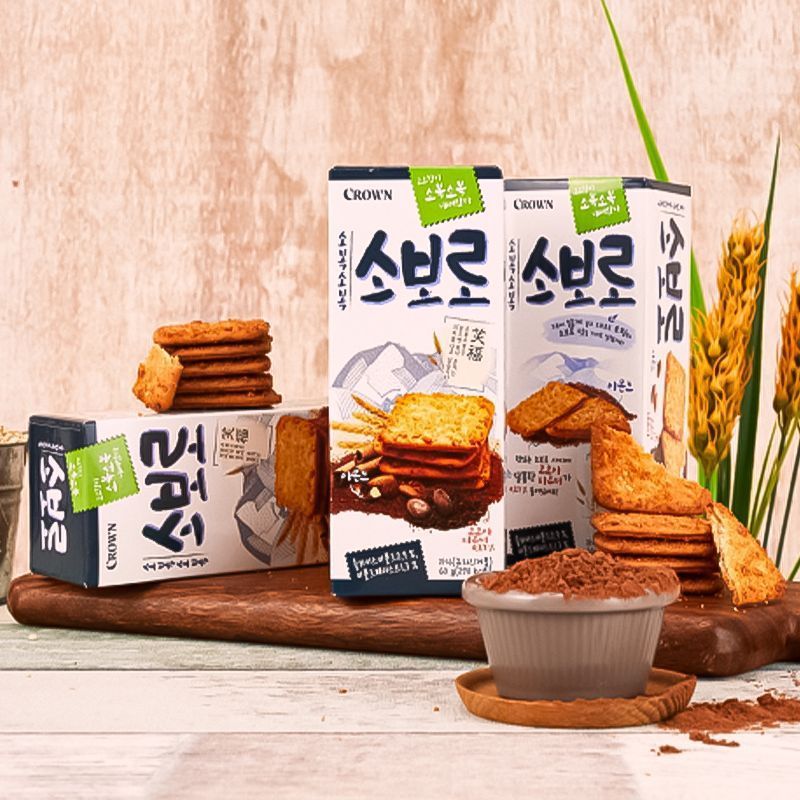 เกาหลีนําเข้า CROWN CROWN CROWN CROWN คุกกี้ Tonkatsu โกโก้แซนวิชสํานักงานของว่างสบายๆ Sn20251230ขนม
