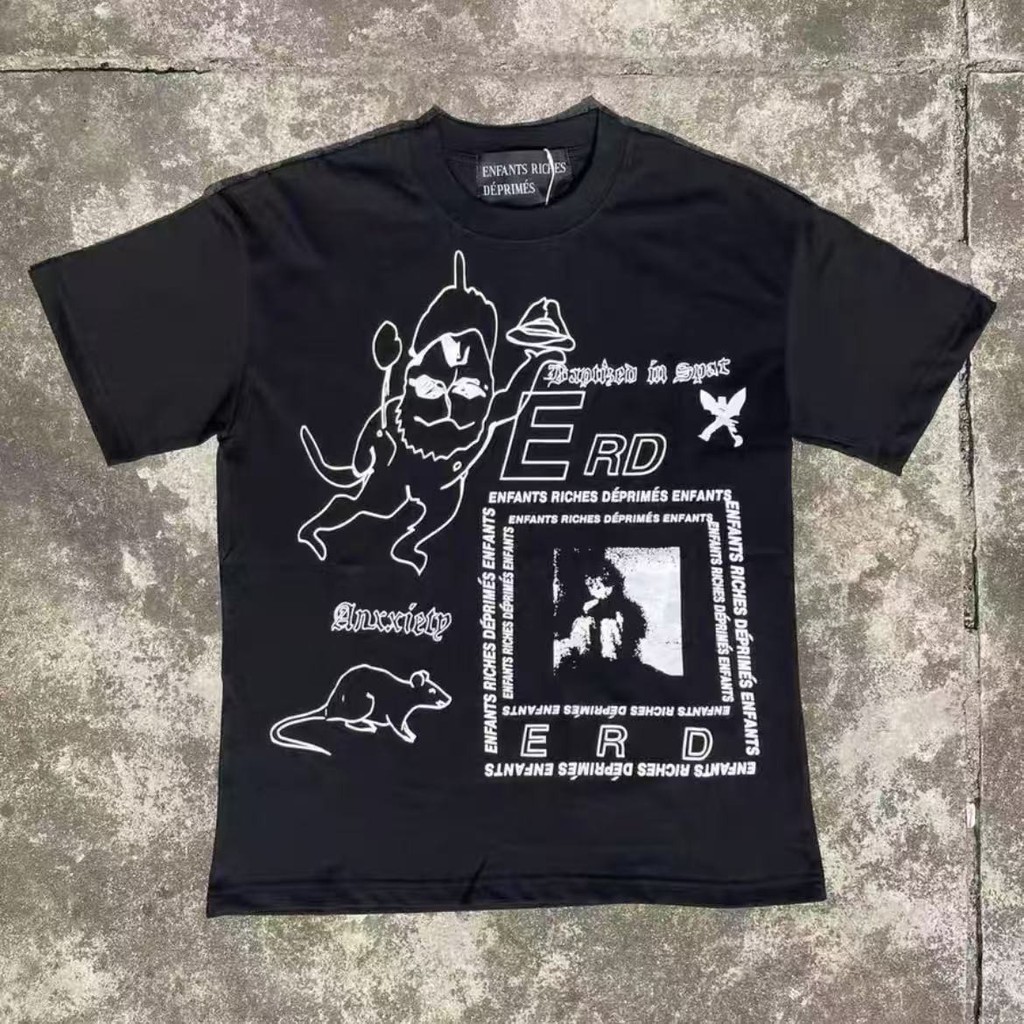 2TQB The Melancholy Rich Second Generation25New ERD High Street Fashion Retro Print Casual Short Sle