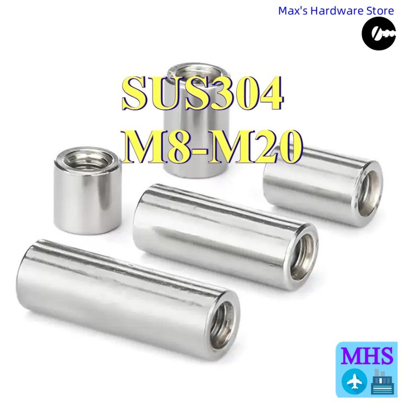 จัดส่งด่วน น็อตข้อต่อกลมสแตนเลส 304 คอลัมน์น็อตขยายกลม สกรูหนาและความสูง การเชื่อมต่อแถบฟันน๊อตทรงกร