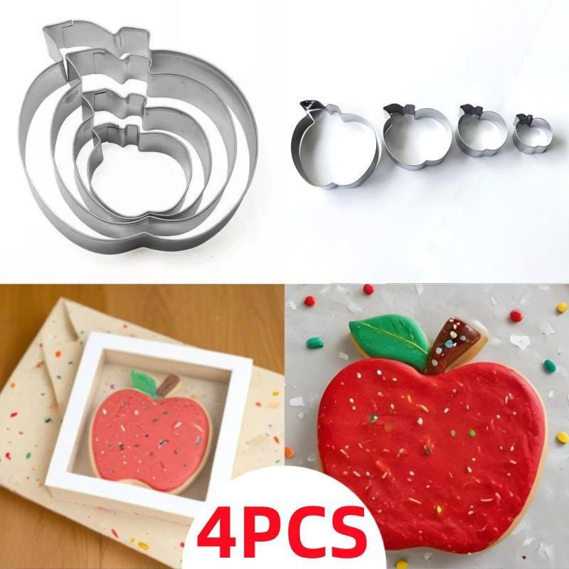 แอปเปิ้ลบิสกิตชุดแม่พิมพ์สแตนเลสที่ทําด้วยมือผลไม้เค้กตัดแม่พิมพ์น่ารักเหนียวดินเบเกอรี่คุกกี้ - รูปที่ 2