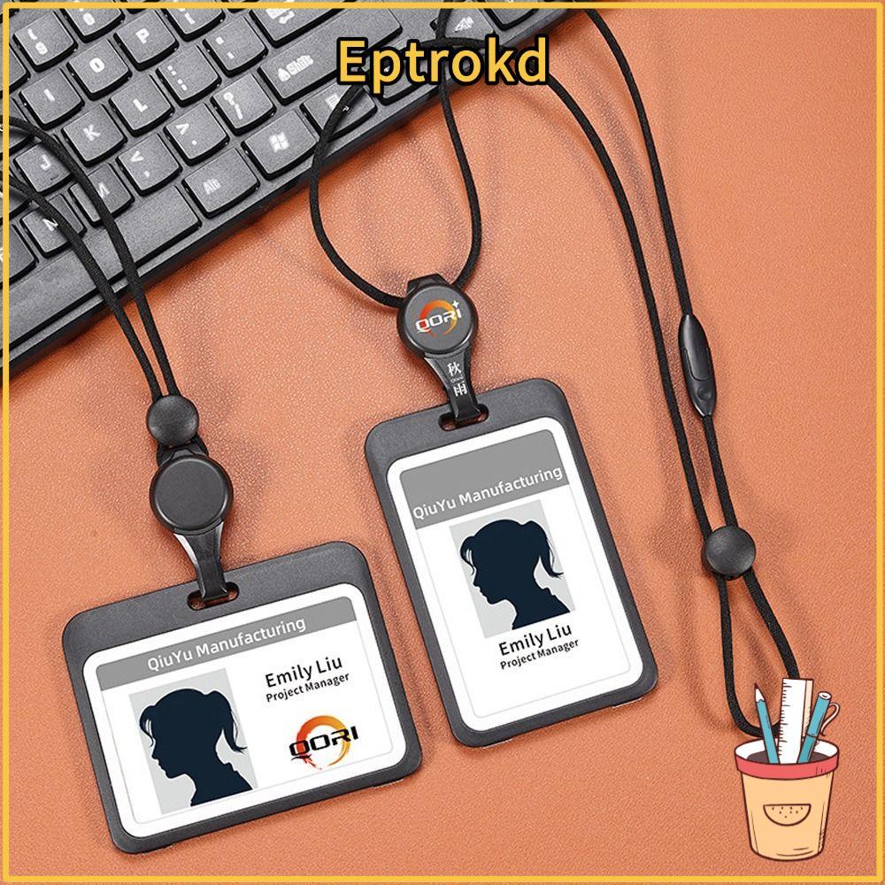 กระเป๋าการ์ด Etoro สองด้านโปร่งใส คุณภาพสูง มีเชือกหดตัว เพื่อความสะดวกในการทำงานในออฟฟิศ