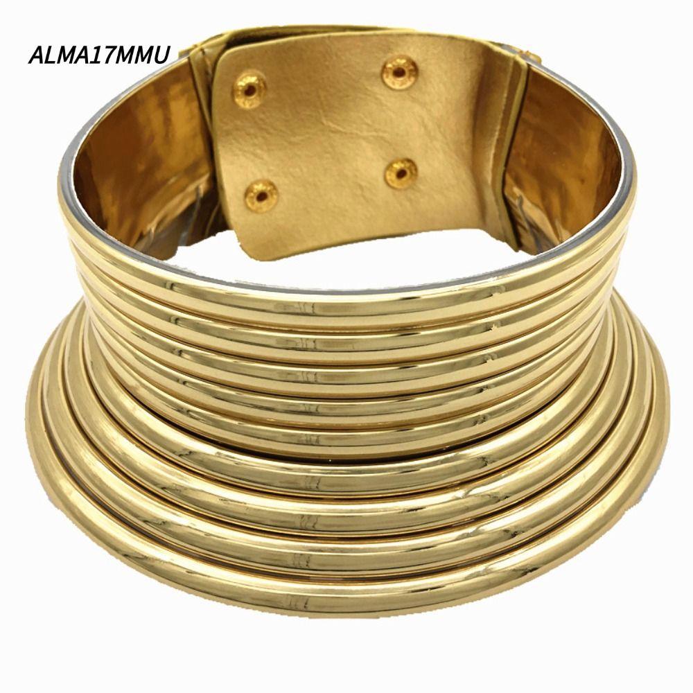 สร้อยคอกําลังวัฒนาภรณ์แบบแอฟริกัน ALMA17MMU สร้อยคอมักซิโกลด์เวินเทจ สำหรับผู้หญิง