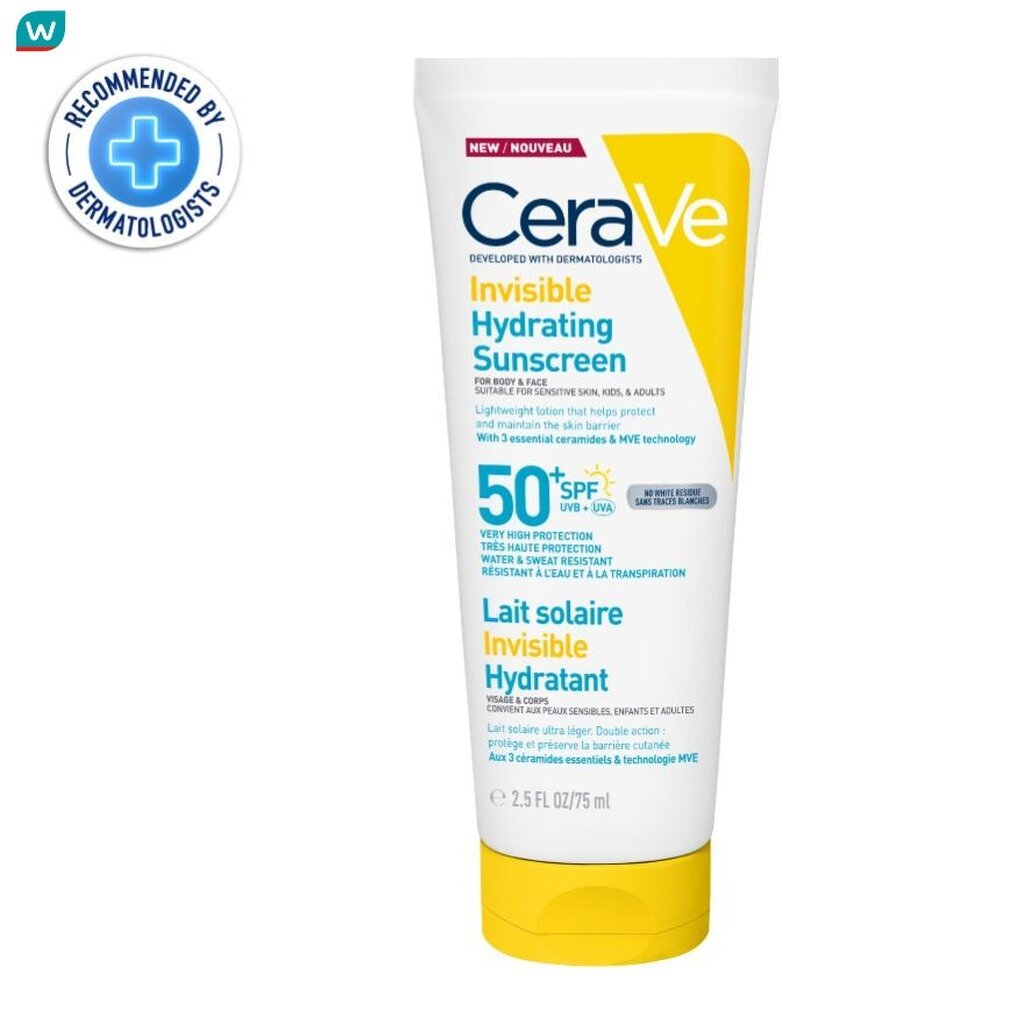 Cerave เซราวี อินวิซิเบิ้ล ไฮเดรติ้ง ซันสกรีน SPF50+ PA++++ 75 มล.