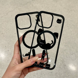 💎Snap&Co💎เข้ากันได้สำหรับ แมวดำ สําหรับ iPhone สัตว์น่ารัก 17 16 15 11 14plus 15 PRO max 13pro 16pro ป้องกันฝุ่น