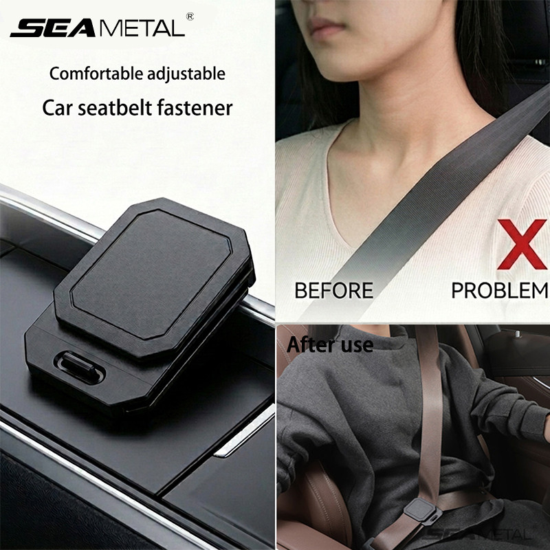 SEAMETAL คลิปหนีบเข็มขัดนิรภัยในรถยนต์ Anti-Slip เข็มขัดนิรภัยแบบปรับได้หัวเข็มขัดพลาสติก Strong Seatbelt Stopper Simple Clamp Fixing Clip