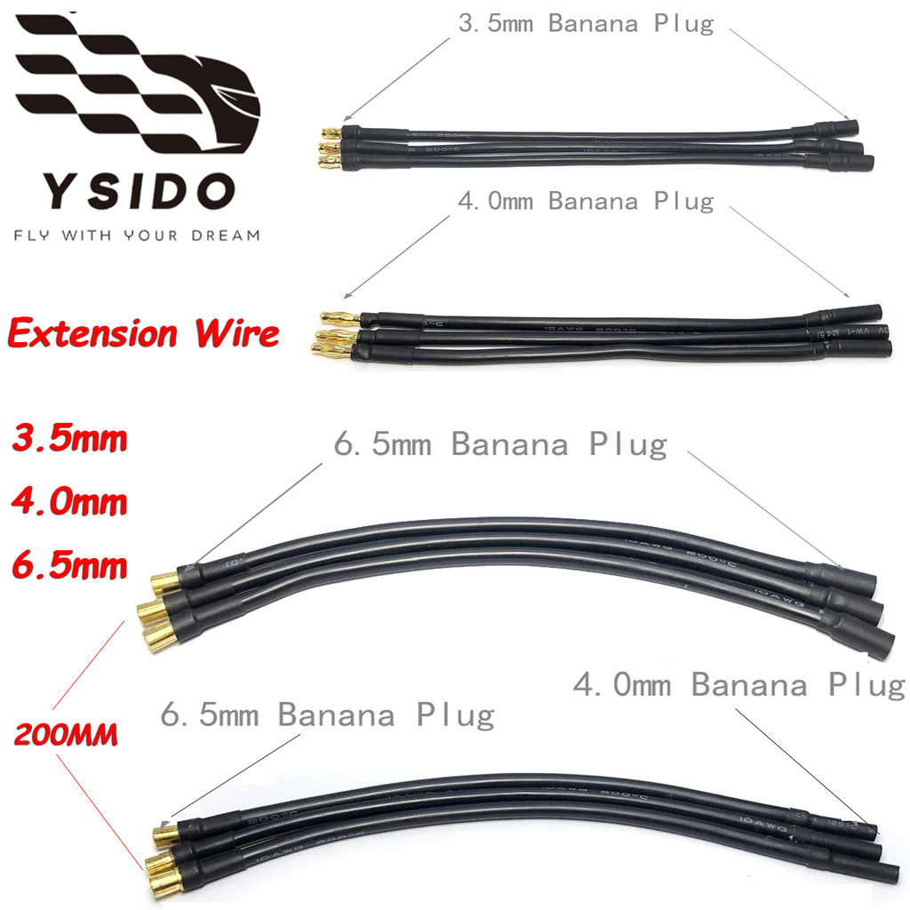 YSIDO หัวเชื่อมต่อสายไฟแบบกล้วย 3.5/4.0/6.5 มม. ยาว 150/200 มม. สําหรับมอเตอร์ ESC RC Drone อะไหล่ 3650/3660/3670/4274/4068