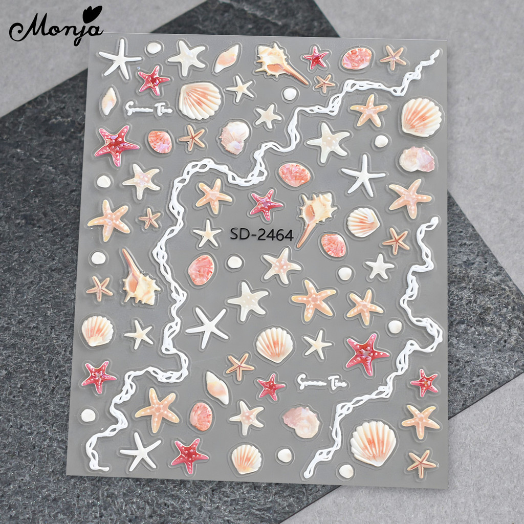 Monja สติกเกอร์เล็บ 5D เปลือกปลาดาวนูน Decals บรรเทา Holographic กาวแกะสลัก Sliders เล็บตกแต่งออกแบบ ราคา ถูกที่สุด ดีลบีเคเค แกลเลอรีภาพที่ 6