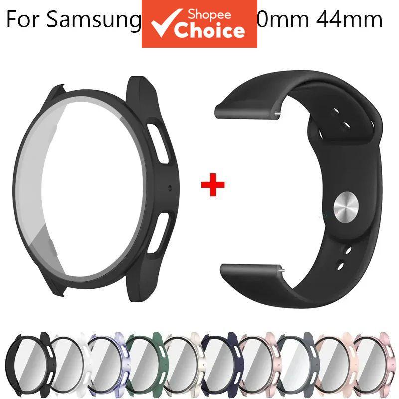 SAMSUNG กระจกนิรภัย + กรณี + สายรัดสําหรับ ซัมซุง กาแลคซี ดู 7 6 4 5 40 มม.44 มม.ซิลิโคนวง + หน้าจอป้องกัน 2 แพ็คอุปกรณ์สมาร์ทวอทช์