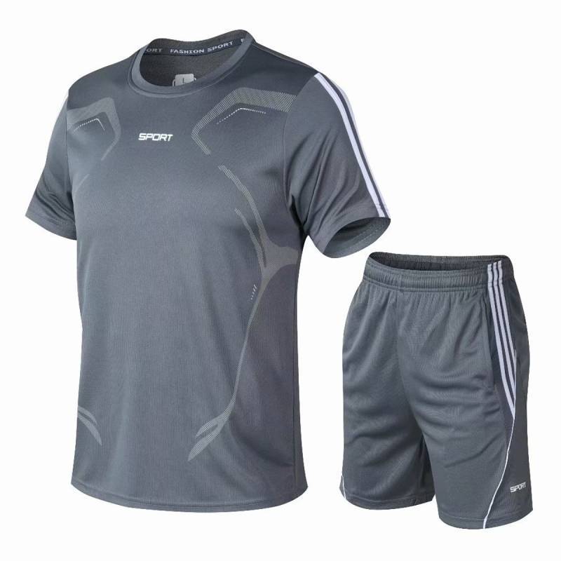 Sports Suit Men's Summer Football Training Suit Fitness Clothes Men Quick-Drying Clothes Running Out