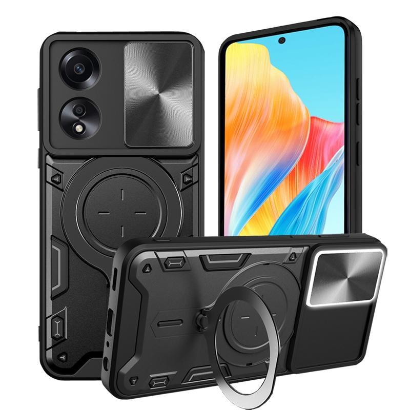 กันกระแทกป้องกันเคสโทรศัพท์หนักพร้อมขาตั้งโลหะเหมาะสําหรับOPPO A5 Pro A3X A17 A18 A38 A57 A58 A60 A7