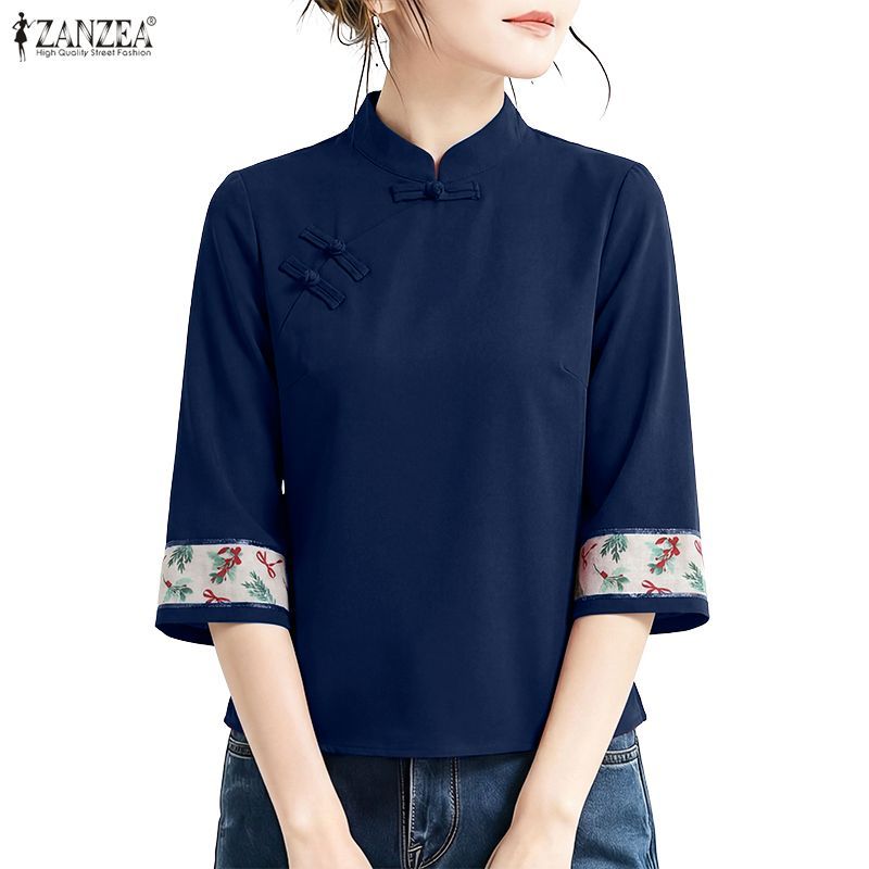 เสื้อเบลาส์แขนพอง ZANZEA สไตล์เกาหลีหรูหรา สำหรับผู้หญิง ดีไซน์ใหม่ สวมใส่ง่ายในวันหยุด