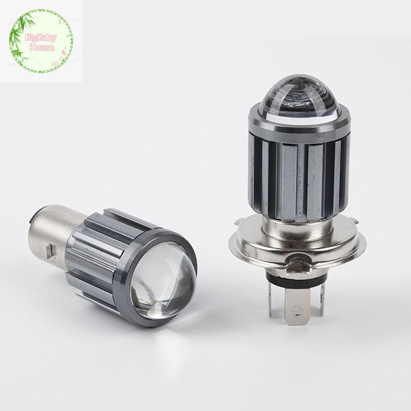 BigBabyHouse ไฟหน้ารถจักรยานยนต์ H4 BA20D LED MOTO Fisheye เลนส์ P15D-25-1 สีขาวสีเหลืองหลอดไฟ 9-85V