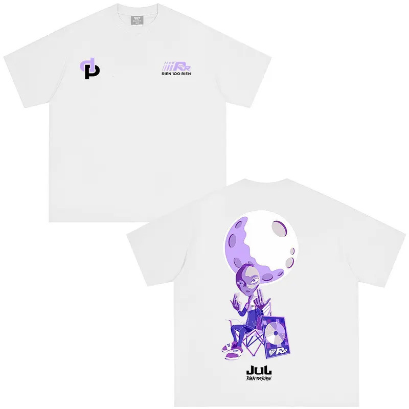 เสื้อยืดแฟชั่นฮิปฮอปของศิลปินแร็ปเปอร์ชาวฝรั่งเศส Jul Rien 100 Rien สำหรับผู้ชายและผู้หญิง เสื้อผ้าล