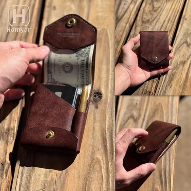 Tianyuaneee Multifunctional Compact Wallet,Handmade Leather Card Holder/Wallet,Small Slim Slim Slim 