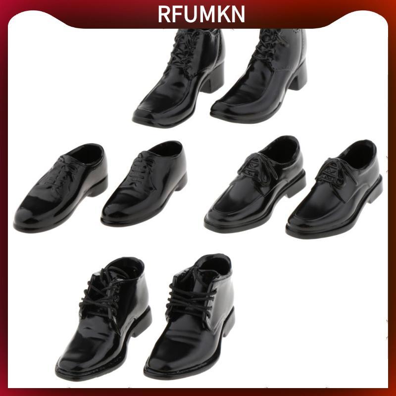 [rfumkn] MagiDeal Custom 1/6 Male Dress Shoes Black PU Leather Action Figure Doll Garment