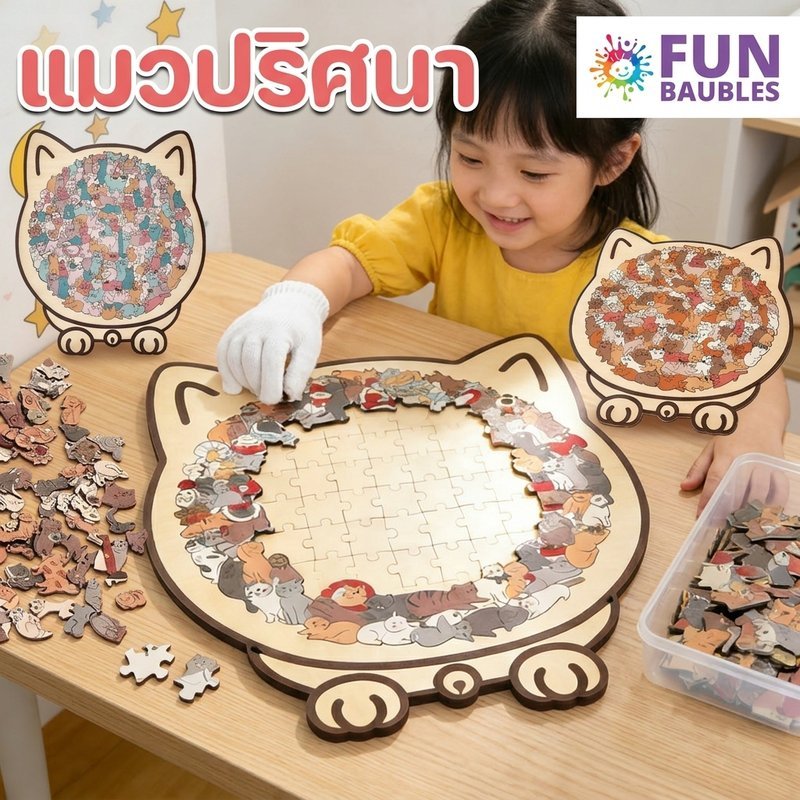 ปริศนาแมว ไม้ 135 ชิ้น โมแรนดี น่ารัก เหมาะสำหรับงานเลี้ยงสังสรรค์ ตกแต่งบ้าน งานศิลปะ ของเล่นเด็ก