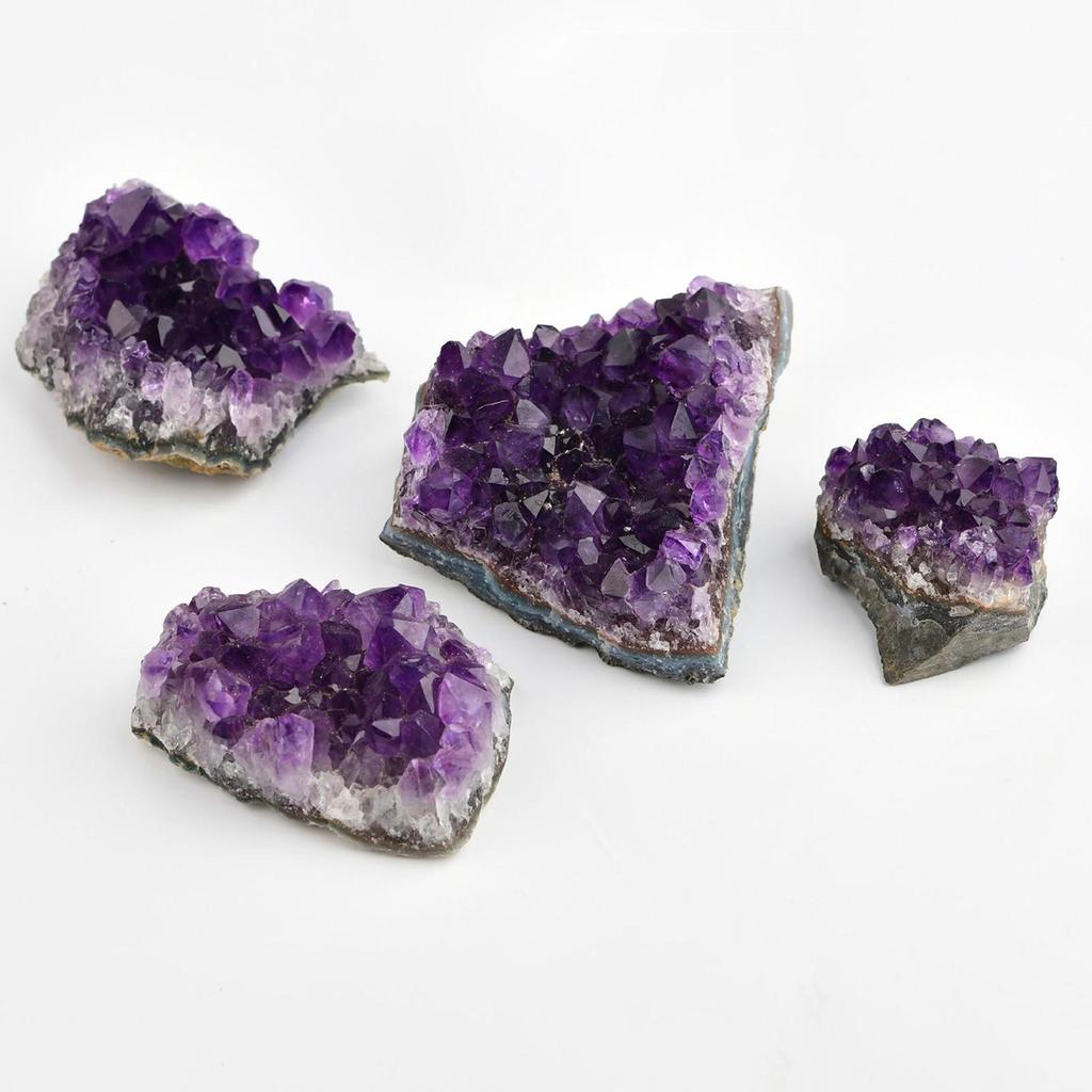 [Qklmdt] Unique Natural Amethyst, Crystal Clusters Stone Geode Quartz - สีม่วงเข้ม