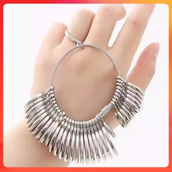 พวงแหวน ที่วัดแหวน วัดไซส์แหวน ที่วัดนิ้ว เกรดดี ไม่คม  Finger Sizer Ring Gauge (1ชุด33ชิ้น)