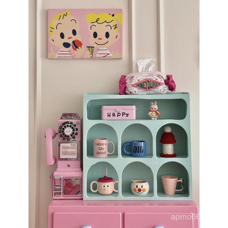 Wall ins Dopamine Desktop Cup Dopamine Storage Home Display Stand ตู้ติดผนังหลายชั้นสไตล์ชั้นวางของ 