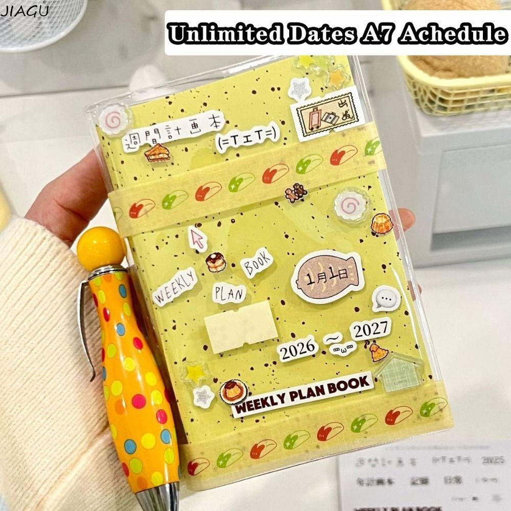 สมุดโน๊ตวางแผน JIAGTH, A7 หนารายวัน To-Do List, คุณภาพสูงสีหน้าด้านใน Undated Schedule Journal Habit