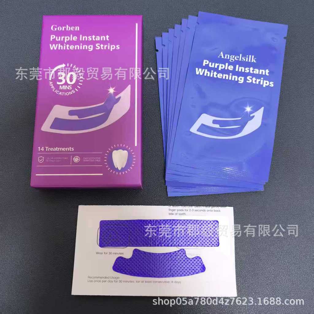 Color Whitening Tooth Strips Color Whitening Tooth Strips Instant Brightening V34 สติ๊กเกอร์ฟันสีม่ว