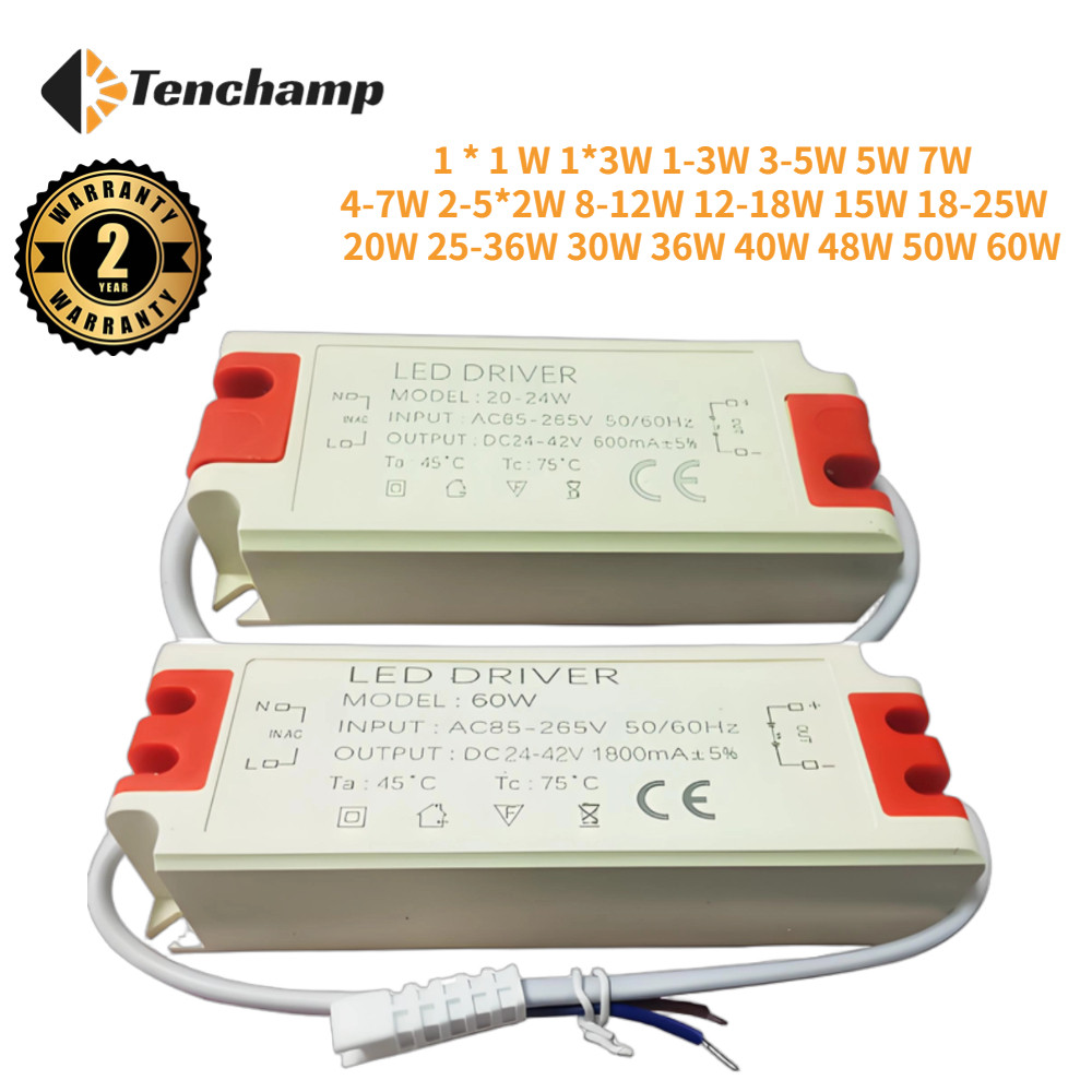 Tenchamp LED โคมไฟแยกไดรฟ์แหล่งจ่ายไฟ Ballast Transformer 1W 3W 1-3W 3-5W 5W 7W 4-7W 2-5*2W 8-12W 12