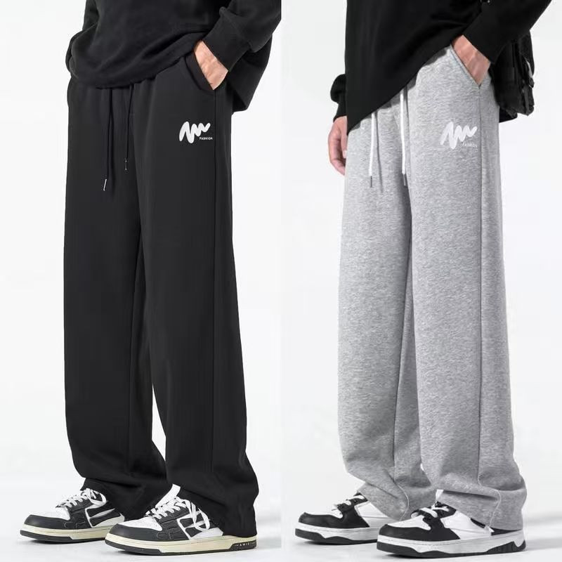 Unisex ขนาดใหญ่ Sweatpants Drawstring หลวมตรงขาสีทึบ Breathable Jogging กางเกง Casual ทุกวันสวมใส่ Plus ขนาด M-5XL สีดําสีเทาสีกากี