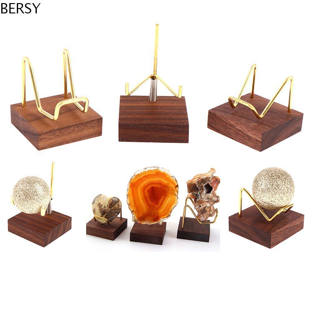 BERSY ขาตั้งแร่แขนโลหะ Home Decoraition Ores Agate Rocks Rack