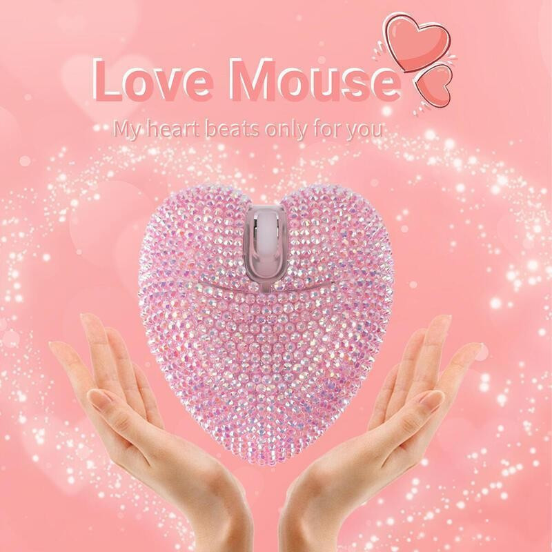 (คลังสินค้าพร้อม) Diamond Love Dual Mode Wirele Moues USB 2.4Ghz Bluetooth ชาร์จเมาส์แบบพกพาคอมพิวเตอร์แล็ปท็อปพีซีสําหรับสาวของขวัญ