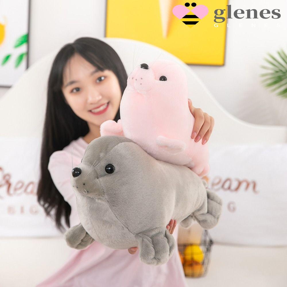 GLENES Seal Plush ตุ๊กตา,หมอนสัตว์ Fluffy Seal Plush ตุ๊กตาของเล่น,แฟชั่น Comfy Fur Plushy Sea Lion 