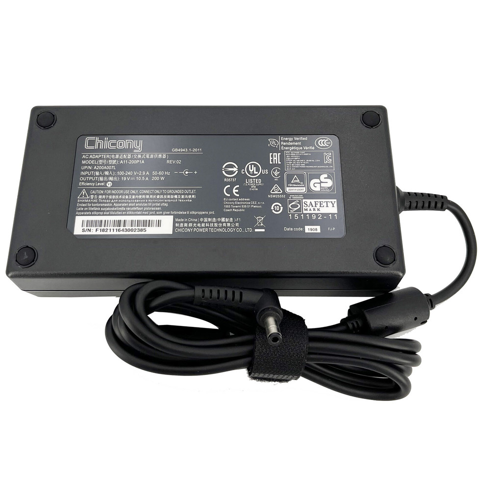 Chicony 19V 10.5A 200W AC Adapter Charger สําหรับ CLEVO P671HP6-G P750DM2-G P651HP6G