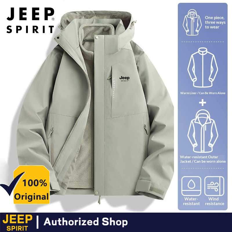 JEEP Jacket Men ปี 2026 สไตล์ใหม่ กันลมกันน้ํา แจ็คเก็ตผู้ชายสำหรับกลางแจ้ง