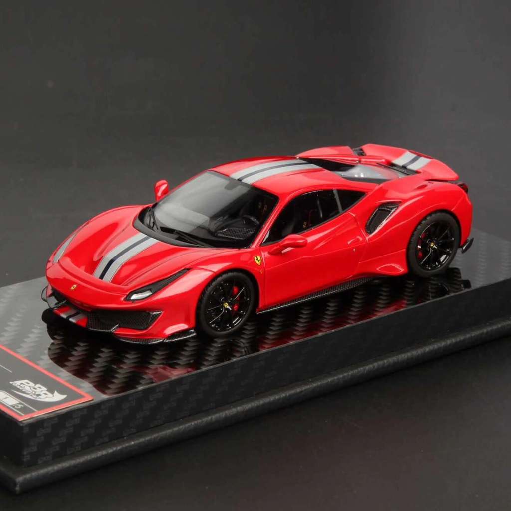 [Orphan] BBR Ferrari 1/43 Ferrari 488 Pista Standard Red Metallic Paint/Black Wheel Red Card Car Mod