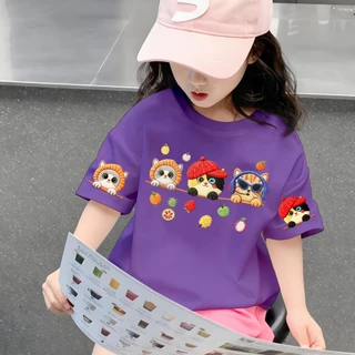 🐻Yout-children เสื้อเด็กแฟชั่น คอกลม Oversize ผ้าคอตตอน 'fruit cat' สบายนุ่ม ระบายอากาศดี