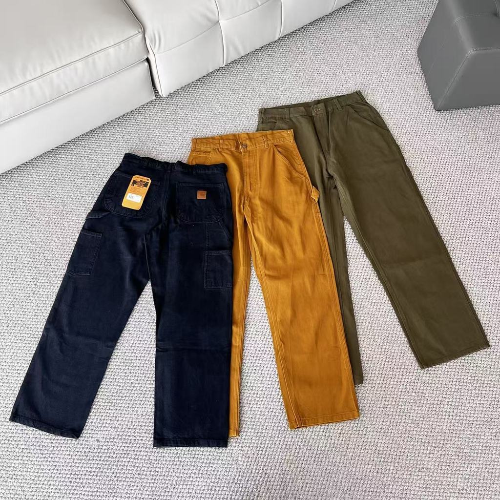 UQ66 Car* B11Men's work pants, washed and distressed canvas cotton casual workwear trousers