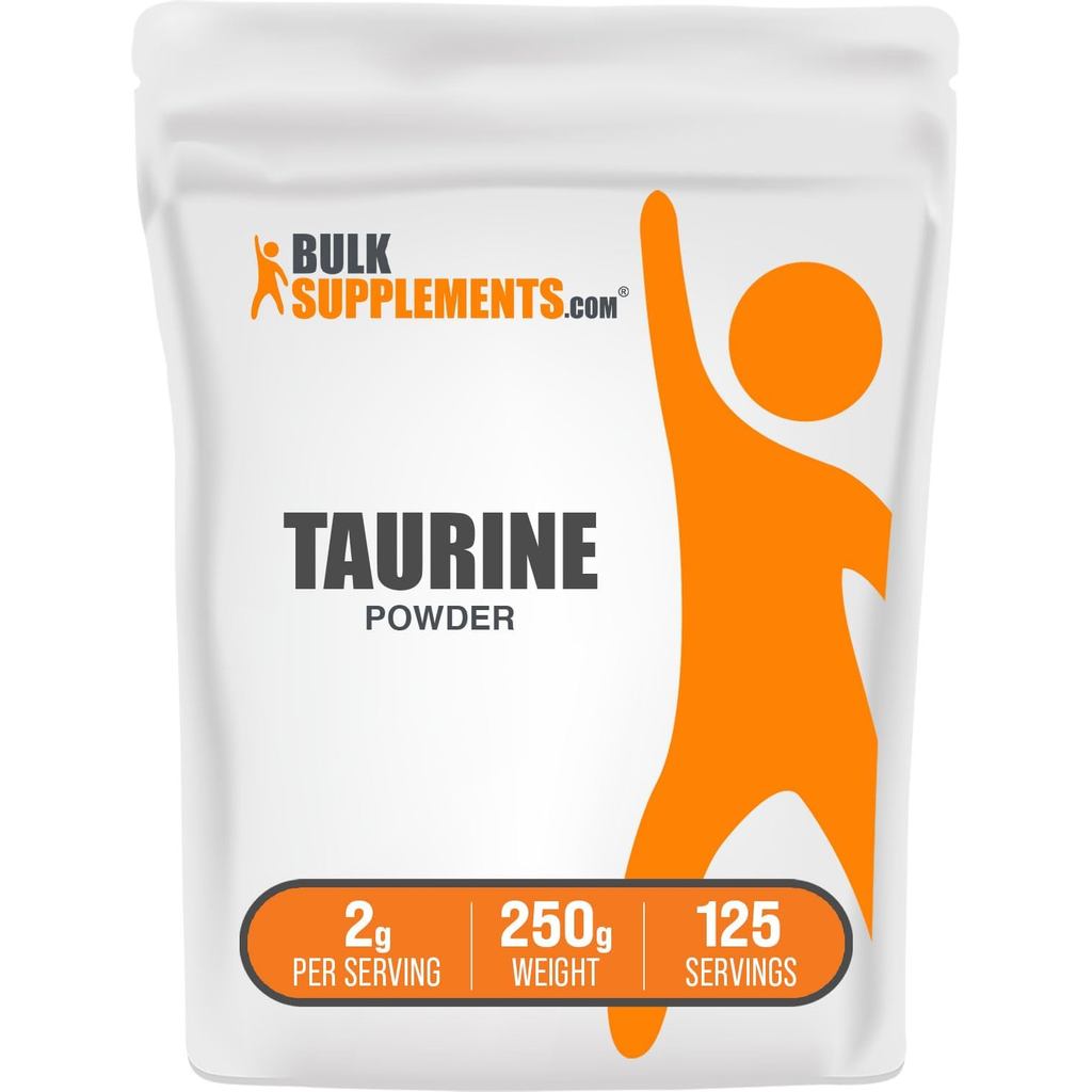 BulkSupplements.com Taurine Powder-Taurine อาหารเสริมกรดอะมิโน ปราศจากกลูเตนไร้กลิ่น 2 กรัม ในการเสิ