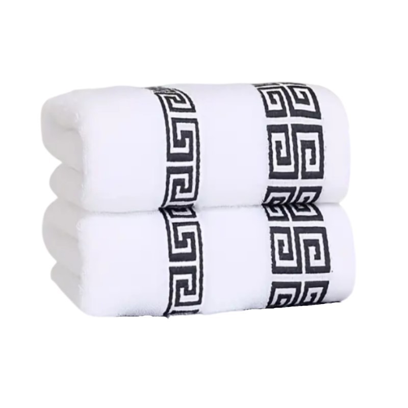 2pcs White Cotton Towels 34x74cm 70x140cm Embroidered Hotel Bathroom Towels For Adult Quick-Dry Thic