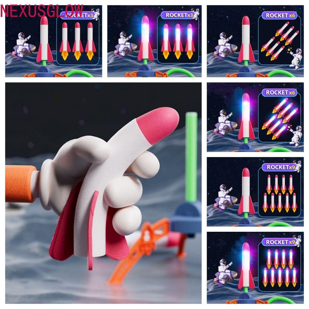 NEXUSGLOW Rocket Launcher, Jump Foot Pump Stomp Rocket Toy, Creative Foam Athletics ปรับมุมเด็ก