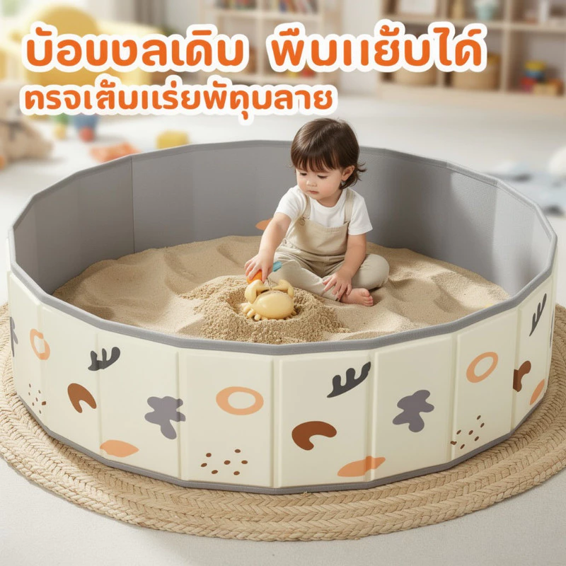 บ่อบอลเด็ก บ่อทรายกลมสำหรับเด็ก พับเก็บได้ พกพาง่าย ของเล่นเสริมพัฒนาการ เด็กเล็ก ใช้ในบ้าน นอกบ้าน