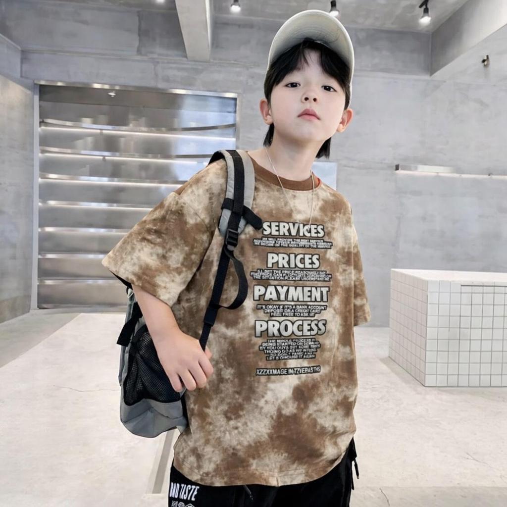 เสื้อยืดเด็กผู้ชาย แขนสั้น เสื้อยืดเด็กโต ลายเท่ ใส่สบาย B542