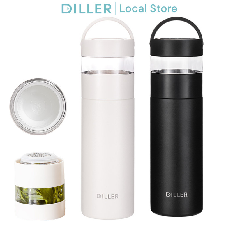 Diller เซรามิคเคลือบเรียงราย Vaccum Thermos กระติกน้ําดื่มขวดกรองชา 550ml MLH9165