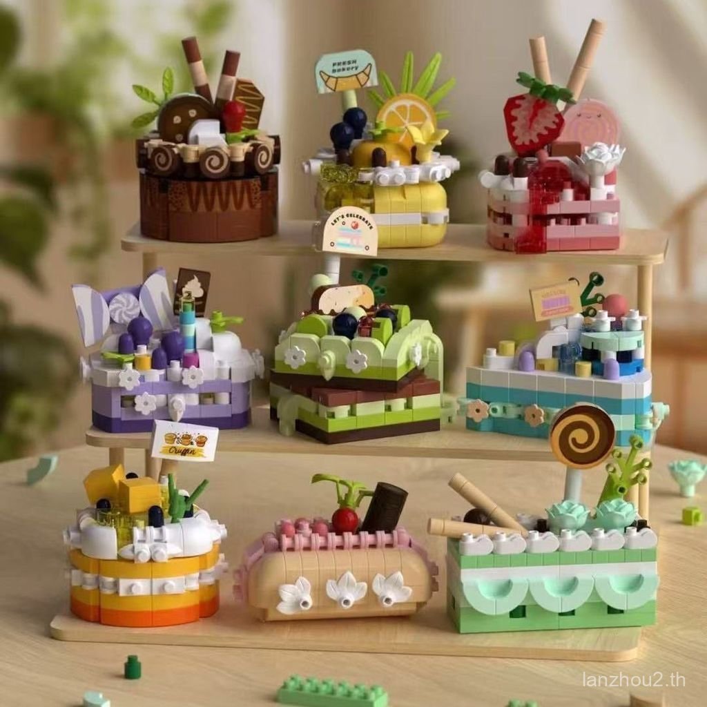 Compatible with Lego cake blocks, popular chocolate strawberry cake educational assembly toy, birthd
